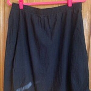 Maggie Sweet Black Gauze Cotton Skirt Below Knee Length Lace Bottom Sz: XL